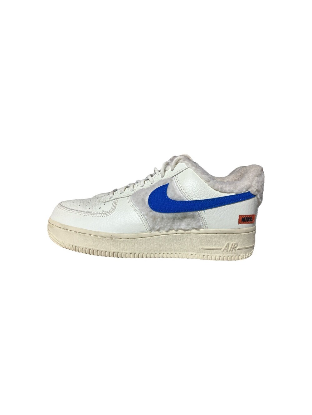 Nike Air Force 1 Low '07 Sherpa Fleece Sneakers White Blue Women's 7.5 SEE PHOTO